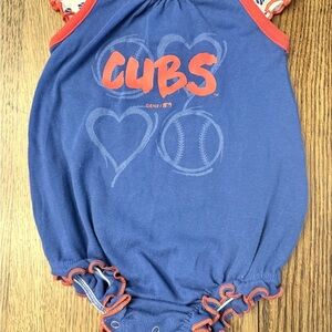 Baby Girl Blue and Orange Chicago Cubs Bodysuit 0-3 months EUC AA